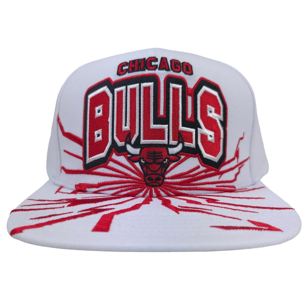 Chicago Bulls Mitchell & Ness NBA Snapback Hat‎ Cap 3D Logo Earthquake Art NWT